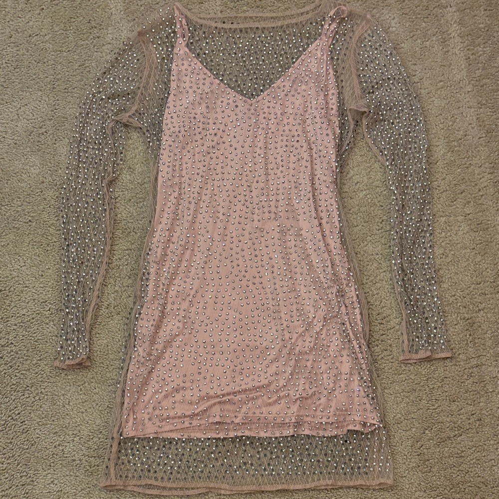 Windsor Pink and Silver Long Sleeve Dress